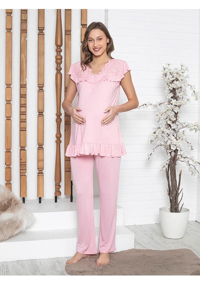 Limissi İmissi Oh. Fırfırlı Aplikeli Pijama Takımı - Pembe