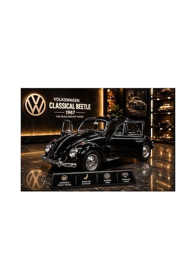 1:32 Ölçek Volkswagen Classical Beetle 1967 Diecast Model Araba Vosvos Özel Standlı