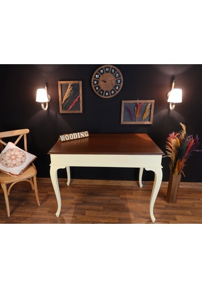 Wooding-Mobilya Wooding 100 Cm Masif Krem Ceviz Yemek Masası