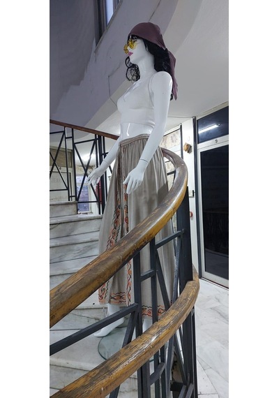 Eren Style Otantik Nakış İşlemeli Harem Şalvar Pantolon Krem
