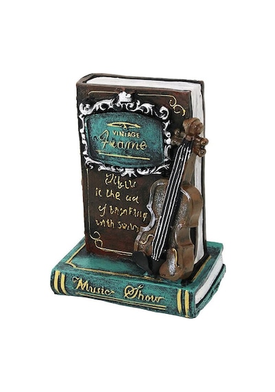 Kumbara Gitar Kitap Vintage Dekoratif Biblo Kumbara 21x14x10cm Reçine Çok Renkli