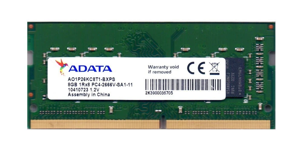 Adata 8gb Ddr4 2666mhz Ao1p26kc8t1-bxps 1rx8 Pc4-2666v Laptop Ram