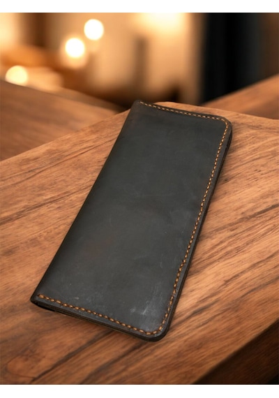Parla Leather Samira El Yapımı Hakiki Deri Kart Cüzdan Kadın Erkek Kahverengi - Taba
