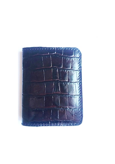 Vip Gift Lux Kartlık Mini Cüzdan Hakiki Deri Timsah Baskılı Siyah Bordo 48 Çok Renkli