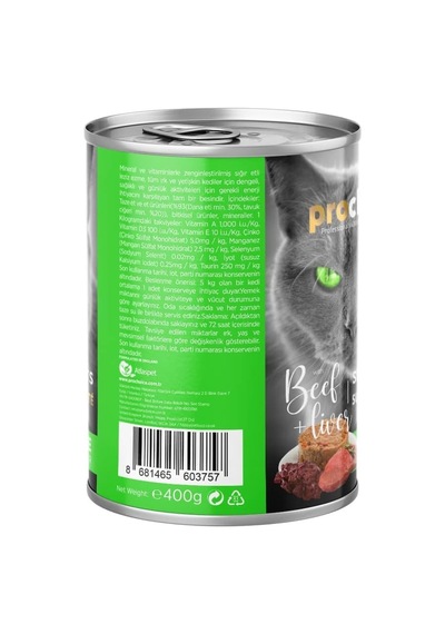 Yetişkin Seçici Kediler İçin, Tahılsız, Sığır Etli Ve Ciğerli Ezme, 400 G X 12 Adet 100 G