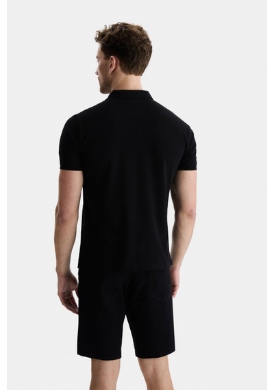 Ucla Lakes Siyah Polo Yaka Nakışlı Standard Fit Erkek Tshirt Siyah