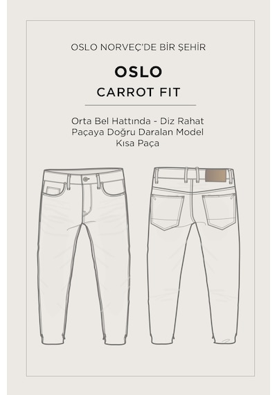 Avva Erkek Mavi Klasik Bel %100 Pamuk Eskitme Yıkamalı Oslo Carrot Fit Jean Pantolon A51y3550