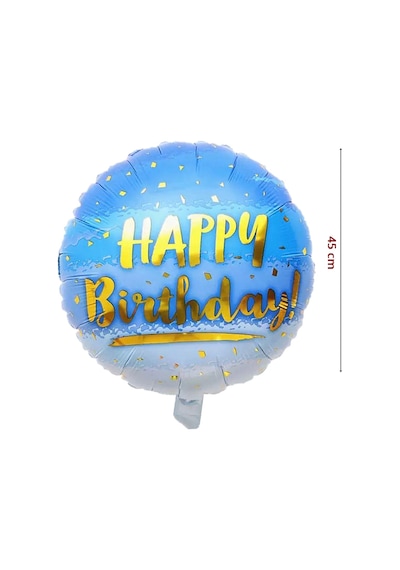Happy Birthday Folyo Balon, 45cm - Mavi Çok Renkli