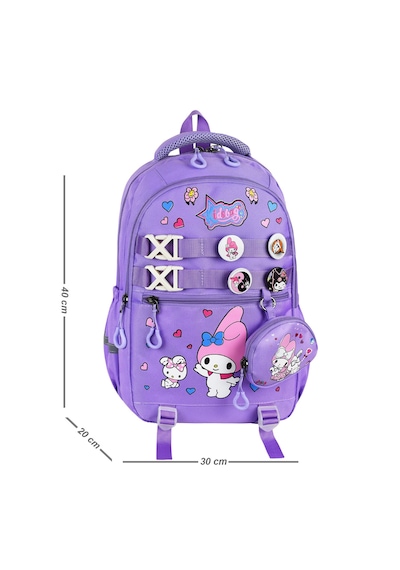 My Melody Baskılı Aksesuarlı Ortopedik Su Geçirmez Ultra Lüx Okul Çantası Termal Beslenme Ve Kalemlik Mor