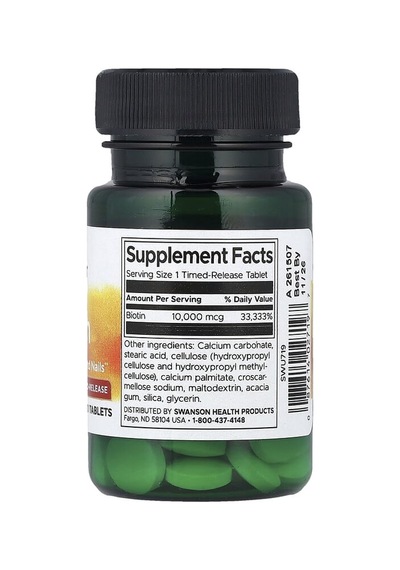 Swanson Vitamins, Biotin, Time-release, 10,000 Mcg, 60 Tablets