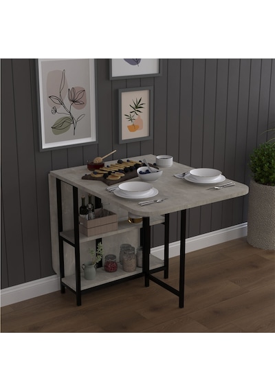 Asra Trend Metal Ayaklı Katlanır Mutfak Masası KM-31 %100 MDF Akıllı Yemek Masası Retro Gri Asra Trend Metal Ayaklı Katlanır Mutfak Masası KM-31 %100 MDF Akıllı Yemek Masası Retro Gri