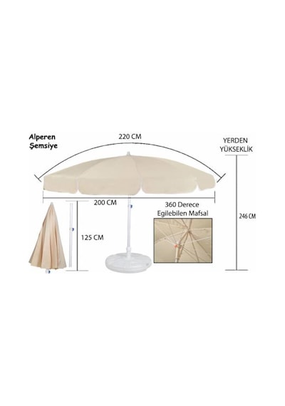 Alperensemsiyetic. 2 Metre Plaj Bahçe Teras Gölgelik Şemsiyesi Kalın Kumaş (429799308)