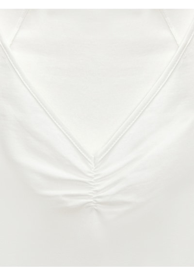 Dilvin 32843 Kısa Kollu Büzgülü T-shirt-beyaz