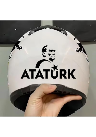 Atatürk Ve Ay Yıldız Sticker - Araba Oto Motosiklet Karavan Araç Cam Sticker - 00347 20x12 Cm