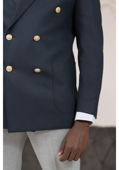 Paul Martin Regular Fit İtalyan Yaka Astarlı Torba Cepli Kruvaze Blazer Ceket Lacivert