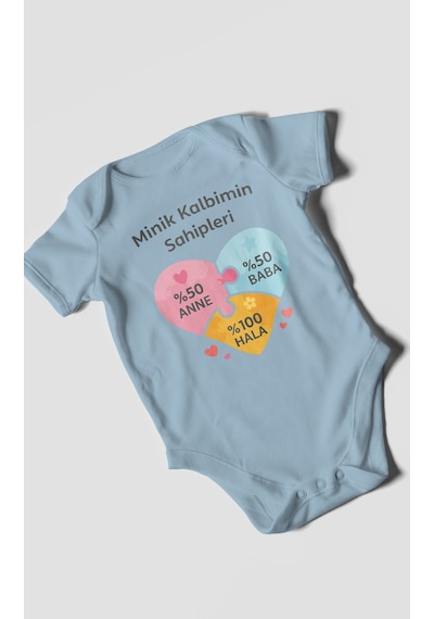 Morivokids Aileye Özel Kısa Kollu Bebek Body %100 Pamuk Bebe Mavisi