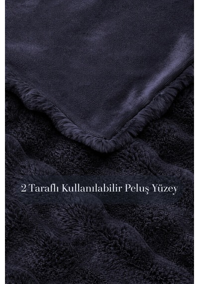 Lory Peluş Kürk Yorgan Seti Çift Kişilik Battal Boy Yumuşak Tüy Dökmez İthal Yatak Örtüsü 3 Parça Siyah