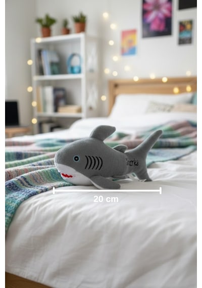 Müzikli Baby Shark Peluş Oyuncak 20 Cm - Şarkı Söyleyen Yumuşak Uyku Arkadaşı Gri