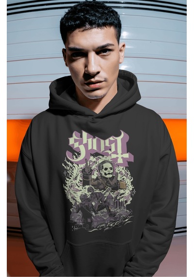 Sevbano Ghost Rock Metal Müzik Grubu Sırt Baskılı Unisex Oversize Premium Siyah