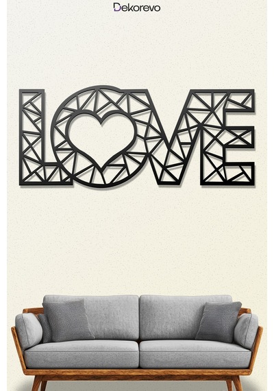 Love Yazı Metal Duvar Tablosu - Metal Duvar Sanatı - Siyah - 20 X 50 Cm