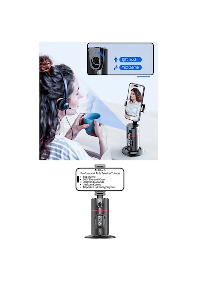 Profesyonel 360 Derece Yüz Takipli Gimbal Telefon Sabitleyici Tripod Fotoğraf/video/selfie/reels