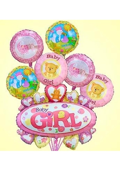Folyo Balon Baby Girl 27inçx31inç-69x79cm Çok Renkli