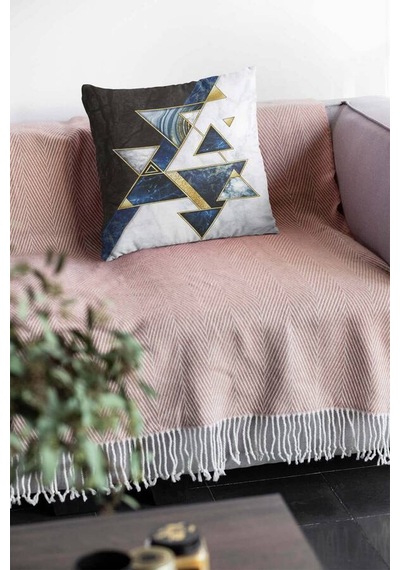 Lacivert Geometrik Çift Taraflı Yastık Kırlent Kılıfı Krl091n11