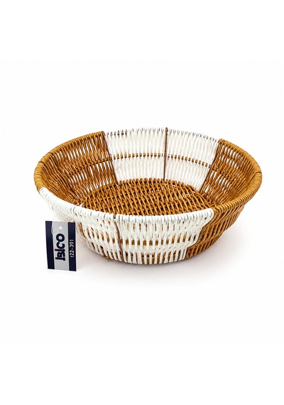 Yuvarlak Hasır K.rengi - Beyaz Ekmek Sepeti 25cm 5680 100