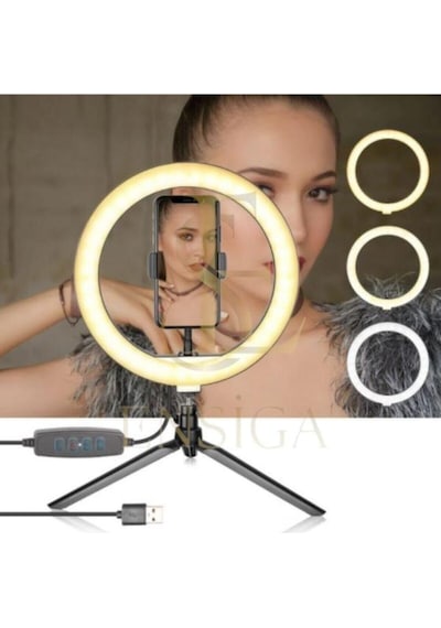 Ensiga Masa Ayaklı 10 Inç Led Ring Lıght Influencer Youtuber Tiktok Telefon Tutucu Makyaj Işığı