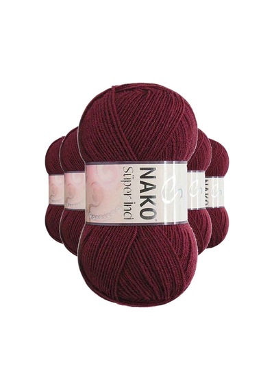 5 Adet Süper İnci El Örgü İpi 100 Gr Bordo 999 Çok Renkli