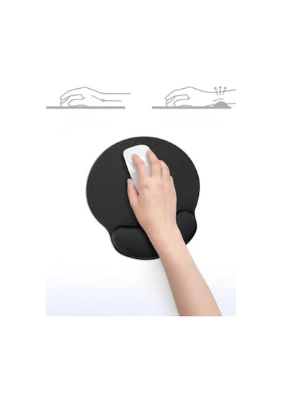 Comfipad Bilek Destekli Konfor Kaymaz Ergonomik Mouse Pad Siyah Siyah