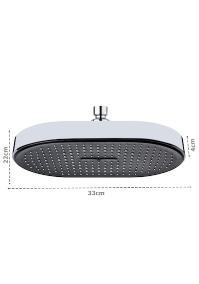 Yapıtaşı Yt303 Elif Banyo Tepe Duş Başlığı 33x22cm Krom - Siyah