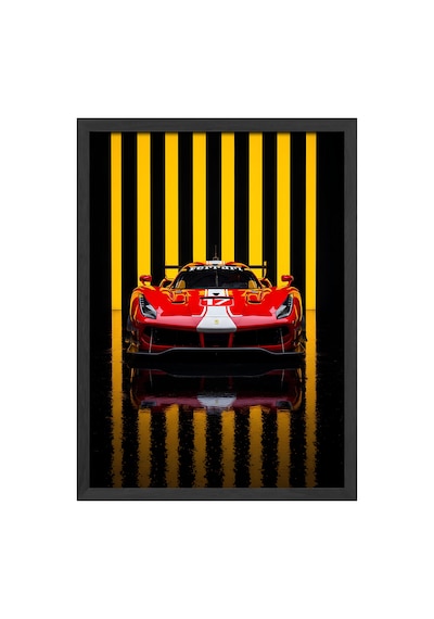 Ferrari 488 Challenge Evo Siyah Ahşap Çerçeveli Poster, Dekoratif Araba Duvar Tablosu