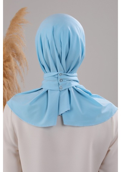 Melodi Scarf Kadın Tesettür Pratik Çıtçıtlı Sandy Fular Hazır Şal Bebe Mavisi Bebe Mavisi