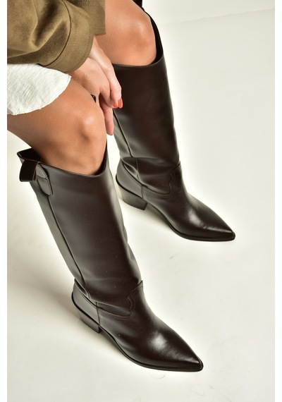 Fox Shoes Z922835109 Kahverengi Kalın Topuklu Kadın Çizme