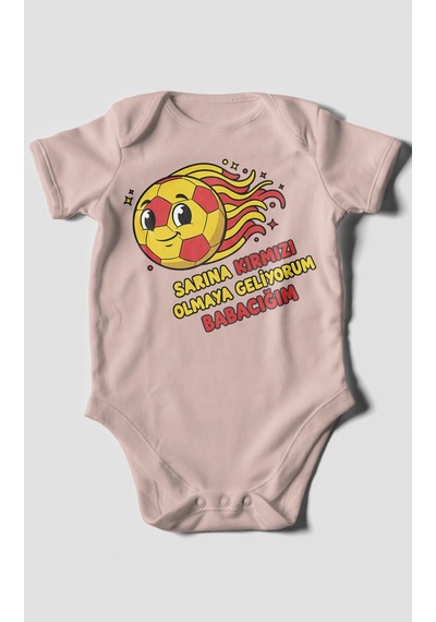 Sarına Kırmızı Olmaya Geliyorum Babacığım V2 Baskılı Bebek Zıbını Çıtçıtlı Body 8 Renk %100 Pamuk Kısa Kol Pastel Pembe