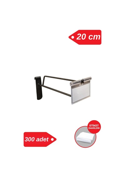 Etiketli Tel Pano Kancası 20 Cm Siyah Mağaza Raf Askı Kancası 300 Adet
