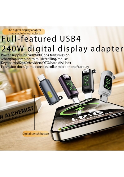 Livx 240w Dijital Göstergeli Type-c To Type-c 80gbps 8k 60hz Otg