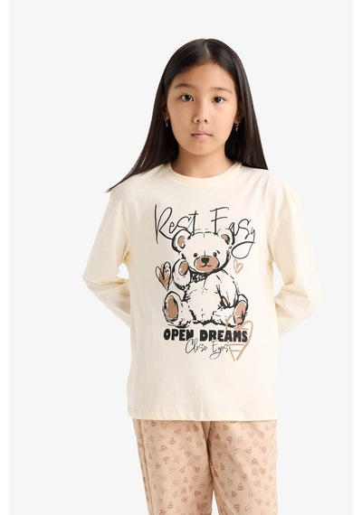 Defacto Kız Çocuk Regular Fit 2li Pijama Takımı Baskılı Uzun Kollu Üst Desenli Uzun Alt F6216a825wner103 Ekru Defacto Kız Çocuk Regular Fit 2li Pijama Takımı Baskılı Uzun Kollu Üst Desenli Uzun Alt F6216a825wner103 Ekru