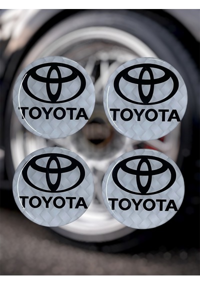 Toyota Jant Göbeği Damla Etiket 4 Lü Oto Universal Jant Göbeği 3d Jant Arması Damla Sticker Seti Çok Renkli