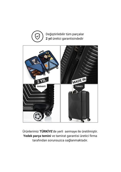 G&d Polo Suitcase Abs Kabin Ve Orta Boy Siyah 2'li Valiz Seti 600.01-set-ok Siyah