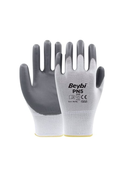 Ücretsiz Kargo 12Çift Beybi Pn5 Gri Polyester Örme Nitril Eldiven