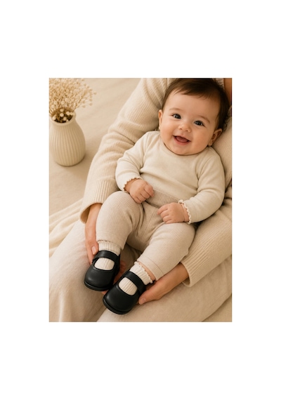 My Baby Kumsal % 100 Deri Bebe Babet Ayakkabı Taban Ve İç Astar Tamamen Deriden Üretilmiştir. Siyah Siyah