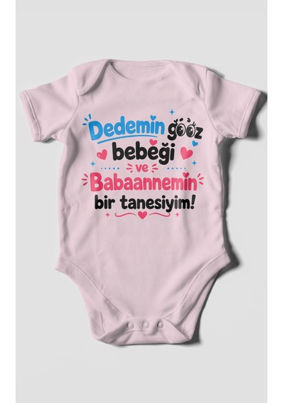 Morivokids Dedeye Ve Babaanneye Özel Kısa Kollu Bebek Body %100 Pamuk Zbn151-kk Bebe Pembe