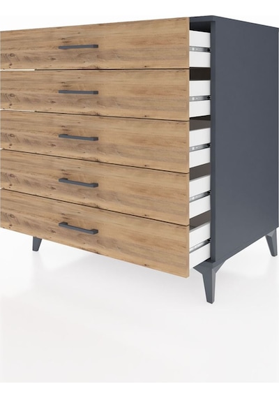 Kronos Şifonyer 5 Çekmeceli 88x59x96 Antrasit-çam Antrasit