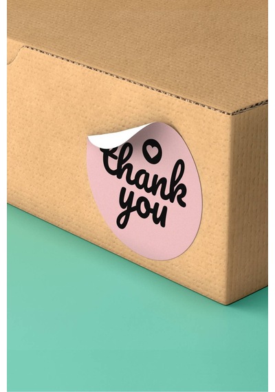 Pembe Thank You Kalpli Sticker 3x3cm St2177 Çok Renkli