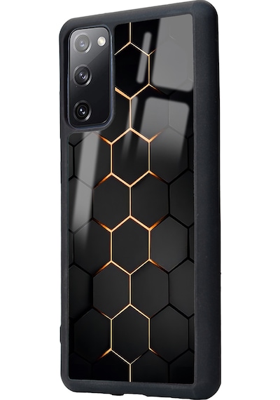 Samsung Uyumlu S20 Fe Yellow Carbon Tasarımlı Glossy Telefon Kılıfı Çok Renkli
