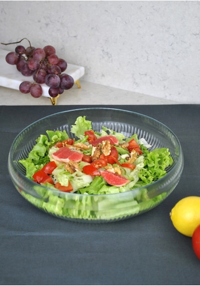 Kafes Büyük Boy Cam Salata Kasesi 26 Cm Meyve Kasesi Makarna Sunum Kase Beyaz