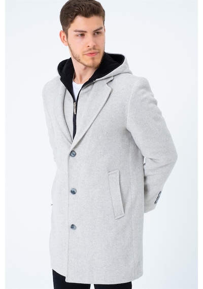 Plt8395 Dewberry Battal Palto-Desenli Bej-Desenli Bej