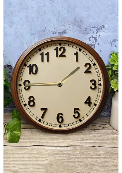 Klasik Ahşap Görünümlü 3d Mdf Duvar Saati 33 Cm Retro & Şık Dekorasyon Sdw306 Renkli